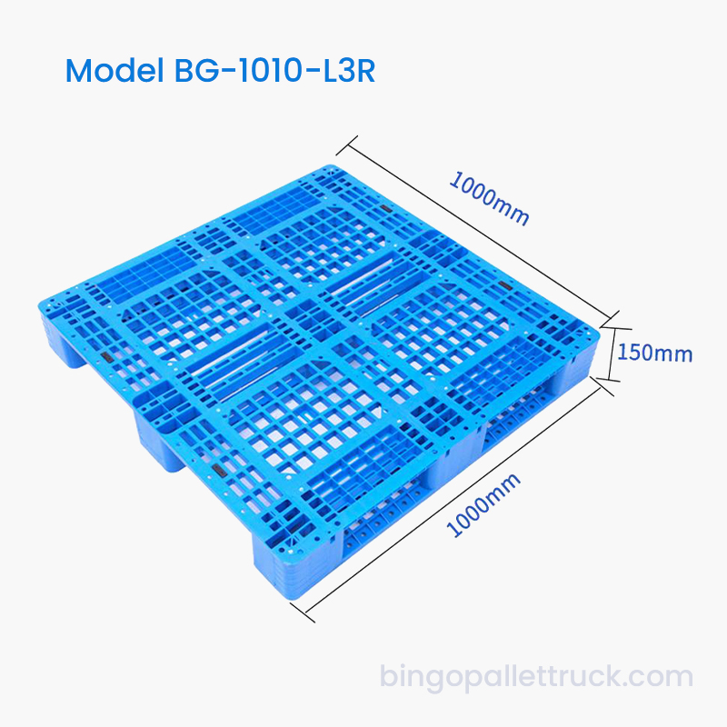 1000×1000mm Palet din plastic cu intrare în 4 căi de înaltă rezistență cu 3 canale