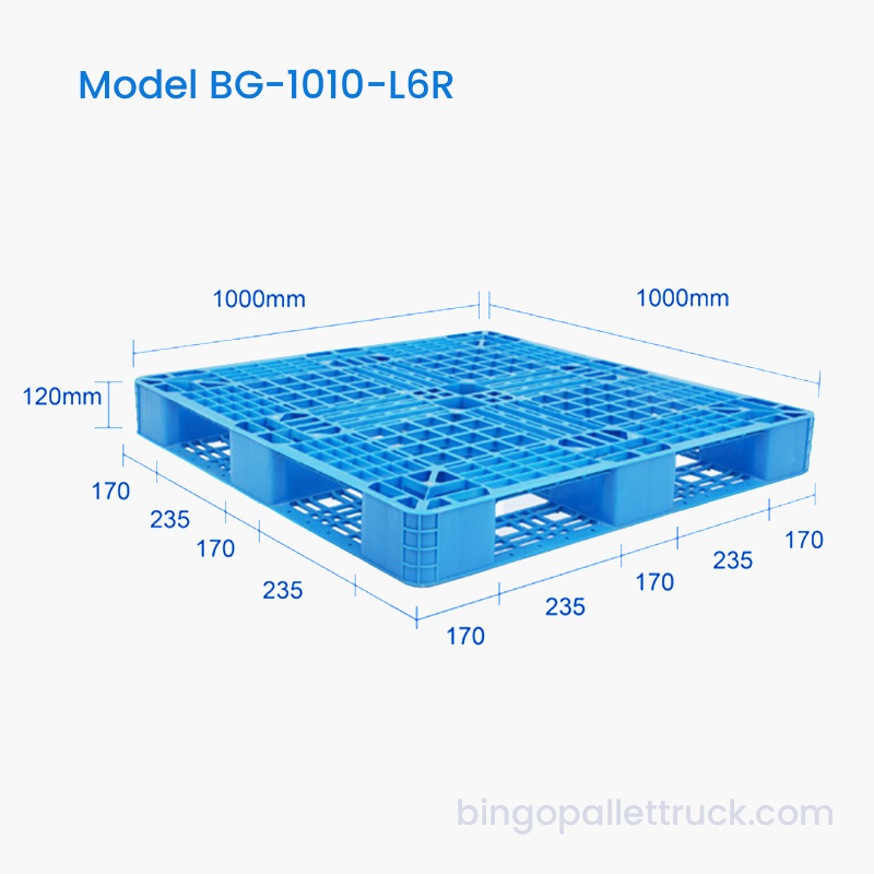 1000x1000mm Prețul de fabrică pentru paleți din plastic cu șase canale pentru depozit