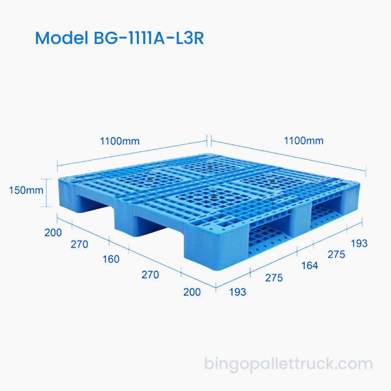 Palet din plastic cu intrare în 4 căi 1100×1100 mm