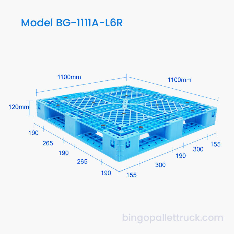 Palet din plastic durabil de 1100x1100 mm pentru distribuția alimentelor și a băuturilor