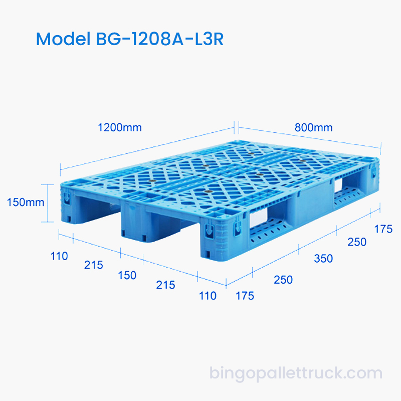 1200x800mm Palet din plastic cu 3 canale pentru utilizare ușoară