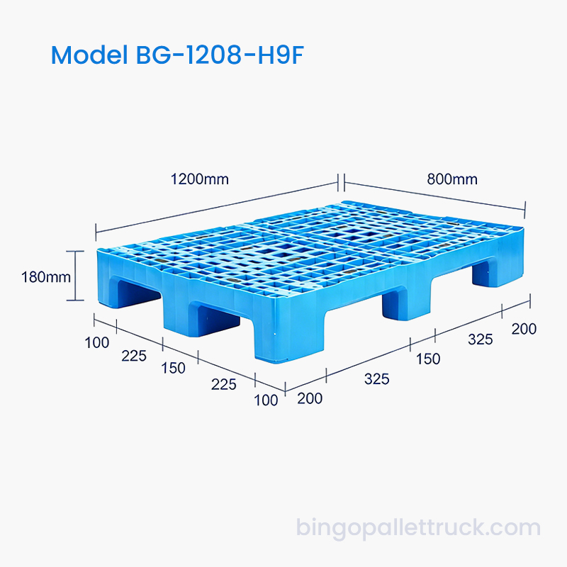 Palet din plastic HDPE cu 9 picioare de 1200x800 mm pentru logistică