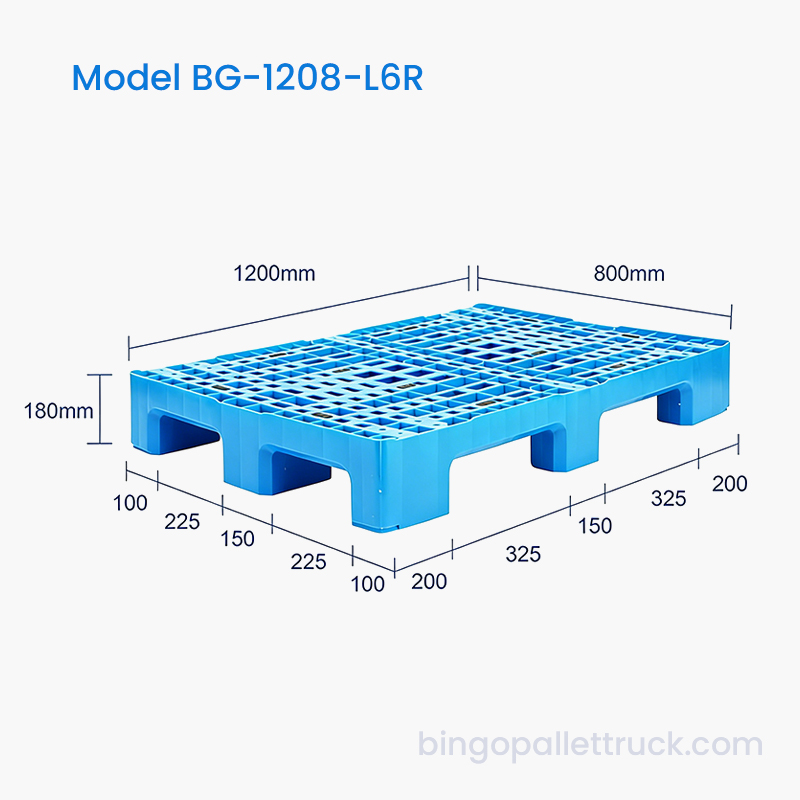 1200x800mm Palet din plastic ranforsat cu șase canale pentru depozit