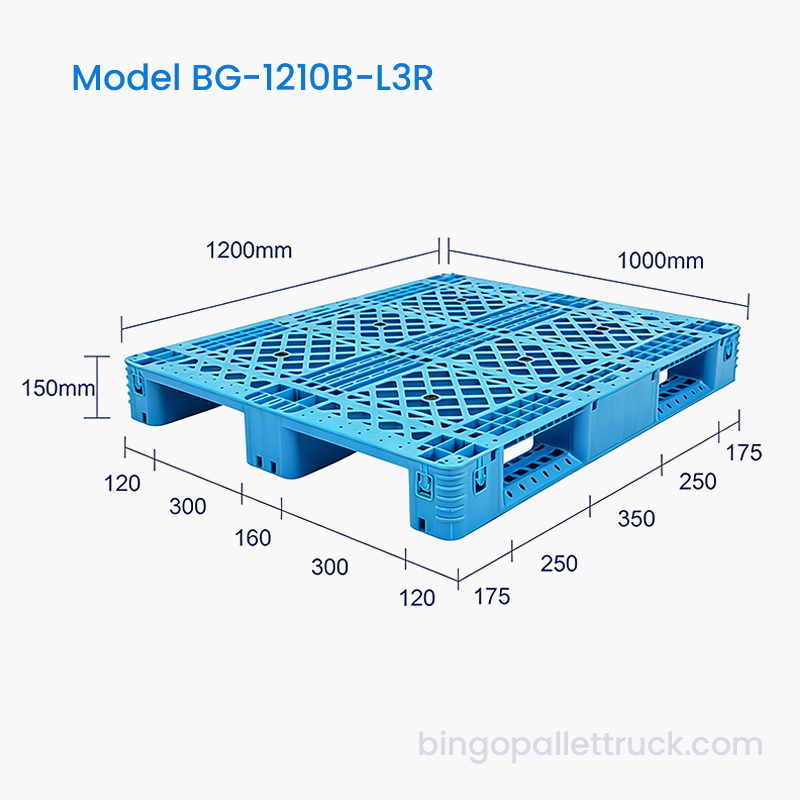Palet din plastic 1200x1000mm cu armare din oțel pentru depozit