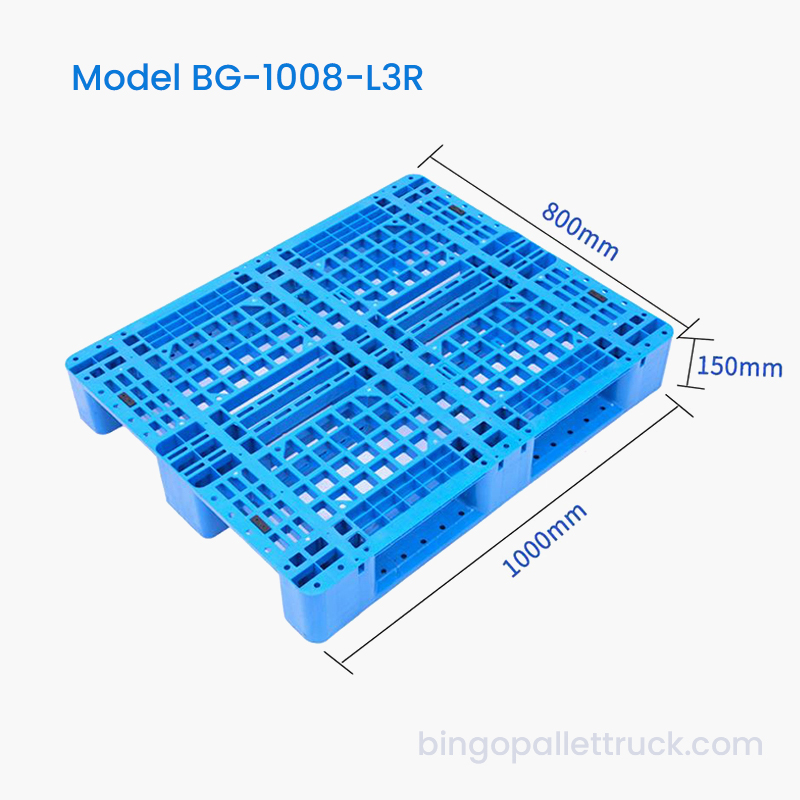 Palet din plastic HDPE cu 3 canale de 1000×800 mm pentru rafturi de depozit