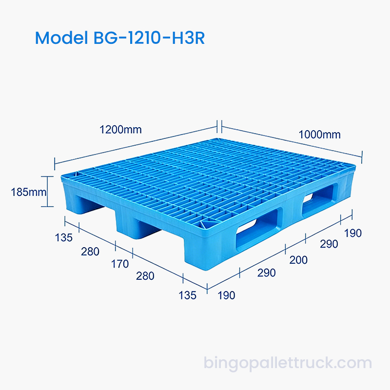 1200x1000mm Palet din plastic rezistent cu 3 canale