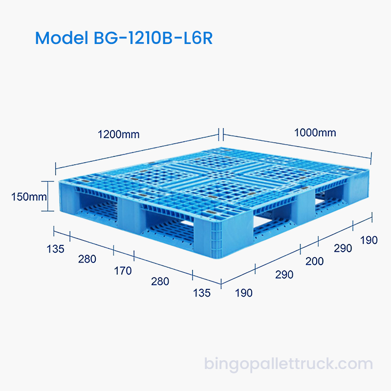 1200×1000mm Palet din plastic cu șase aliste