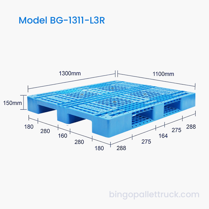 1300×1100mm Palet din plastic HDPE cu 3 canale