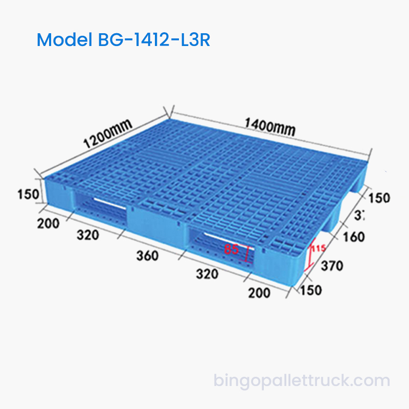 Palet ușoară de 1400x1200 mm cu capacitate dinamică de 1000 kg pentru distribuție