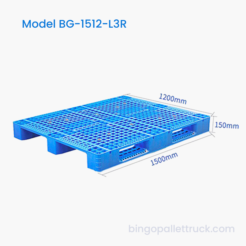 Palet din plastic HDPE cu 3 canale de 1500×1200 mm pentru depozit și logistică