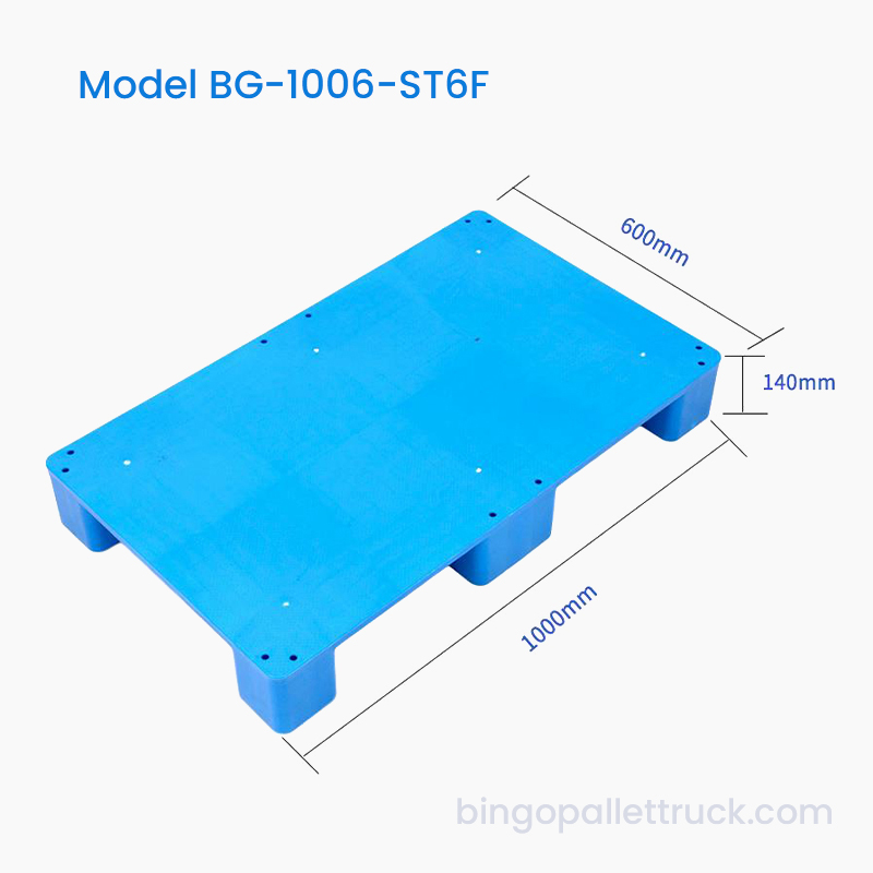 Palet din plastic solid de 1000x600 mm, stil de șase picioare pentru logistică