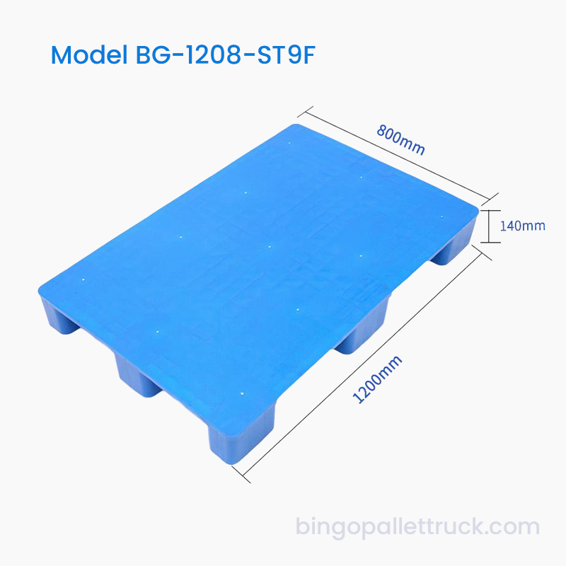 Palet din plastic reciclabil cu 9 picioare de 1200x800mm pentru logistică