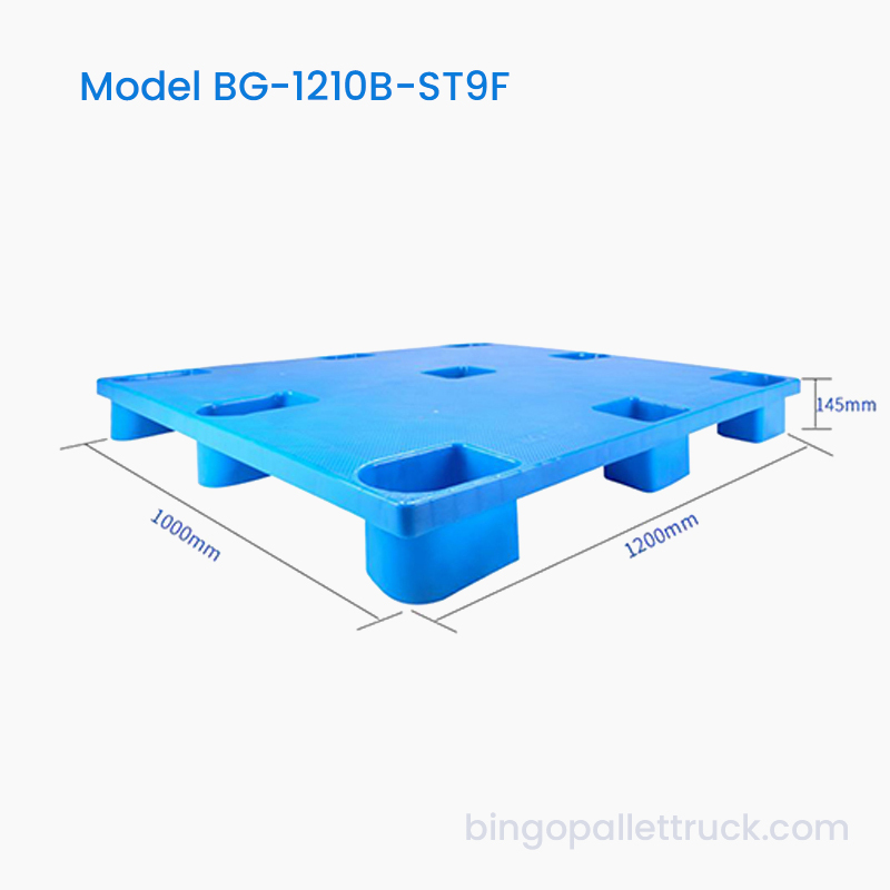 1200 × 1000 mm Palet din plastic rezistent cu 9 picioare, cu 9 picioare
