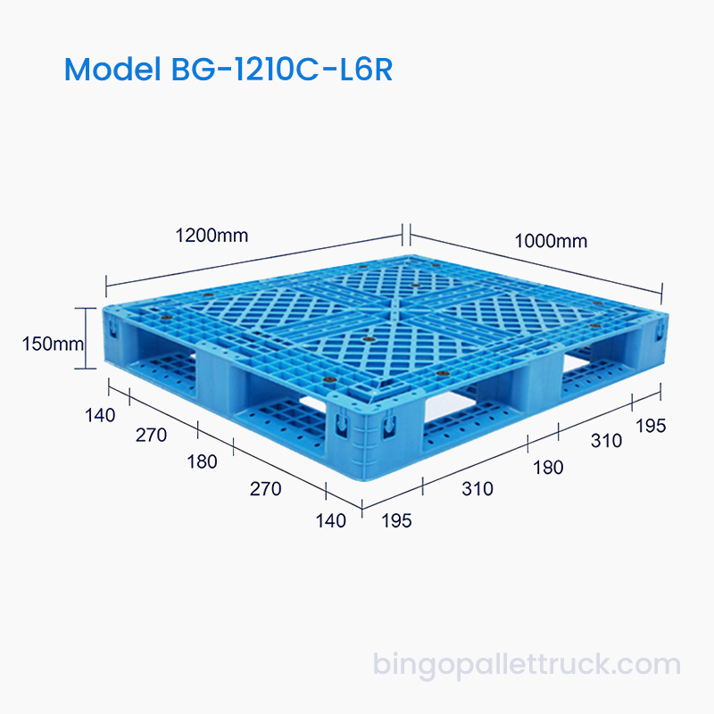 Palet din plastic Six Runner 1200x1000mm Compatibil cu stivuitoare