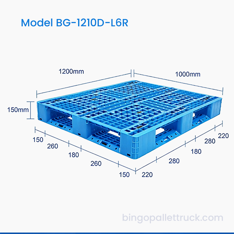1200x1000mm Palet din plastic cu șase aliste pentru utilizare ușoară pentru depozit