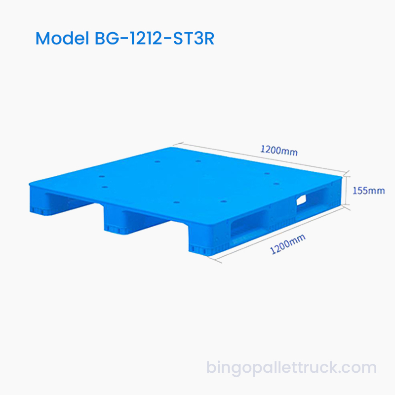 Palet din plastic solid de 1200x1200mm Trei canale pentru logistică grea