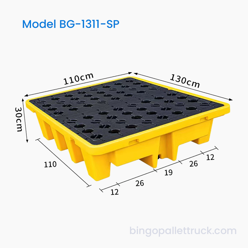 Palet din plastic rezistent la scurgeri 1300x1100mm cu suprafață grilă pentru tote IBC