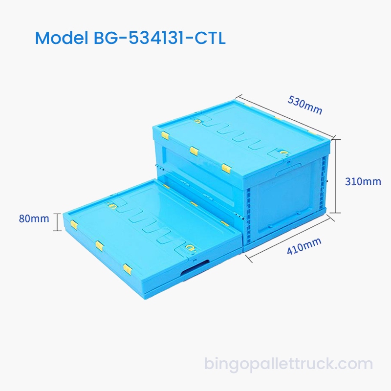 Geanta pliabila din plastic de 53 l cu capac pentru atelierele din fabrica