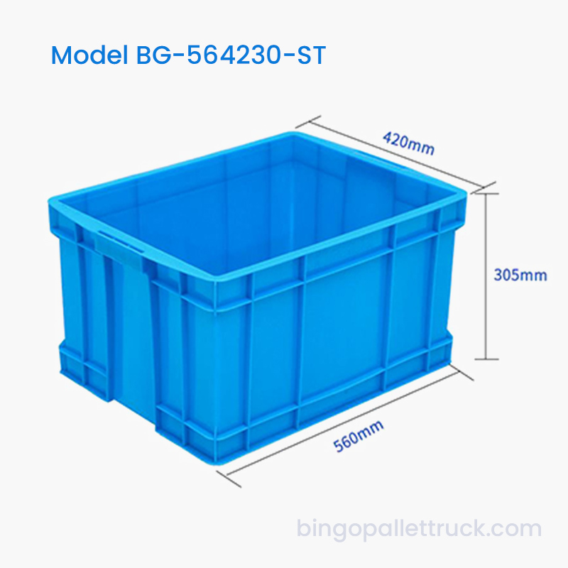 Cutie stivuitoare din plastic de 56 l pentru distribuție industrială și logistică