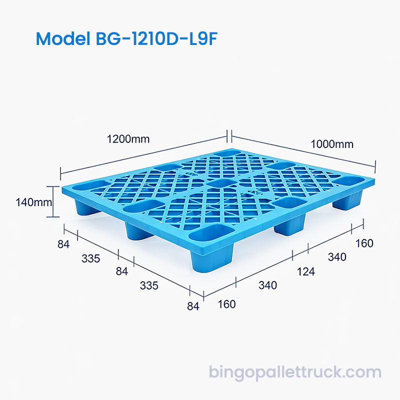 Palet din plastic de 1200x1000 mm cu suprafață grilă anti-alunecare pentru logistică