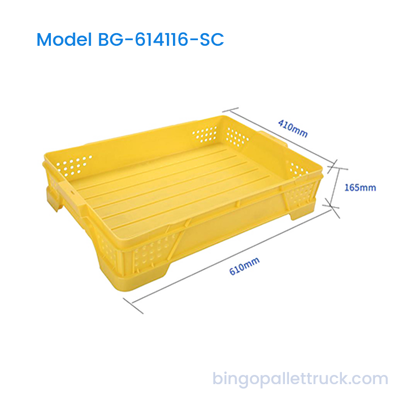 Ladă din plastic ventilată stivuită HDPE de 22 l pentru depozitarea piersicilor