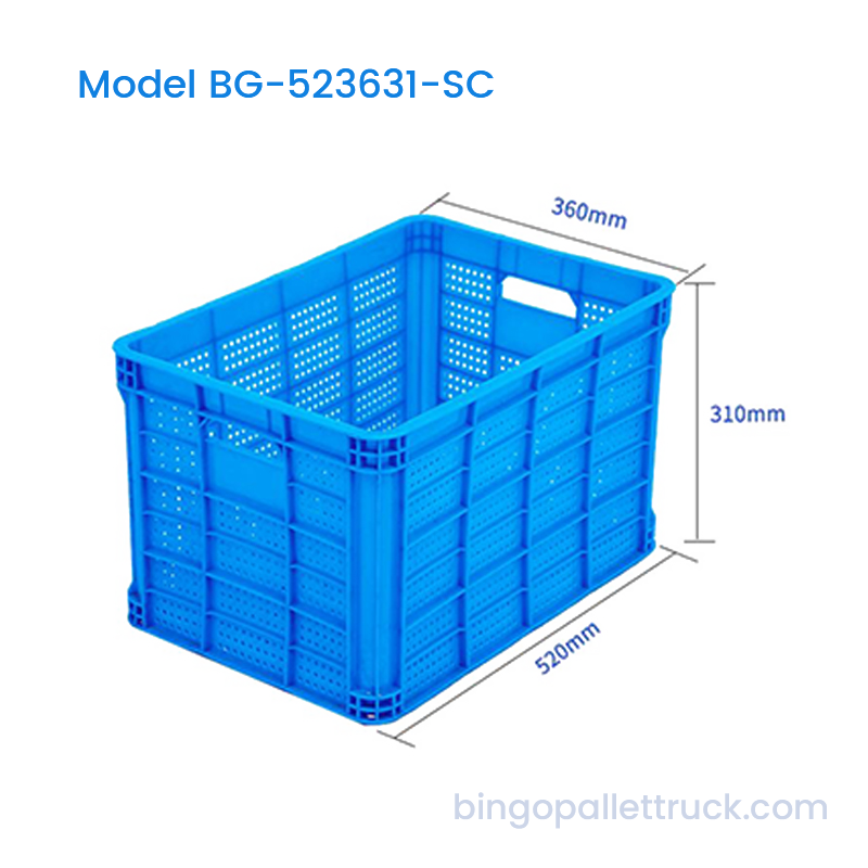 Coș de produse din plastic cu găuri rotunde de 46 l pentru fructe de supermarket