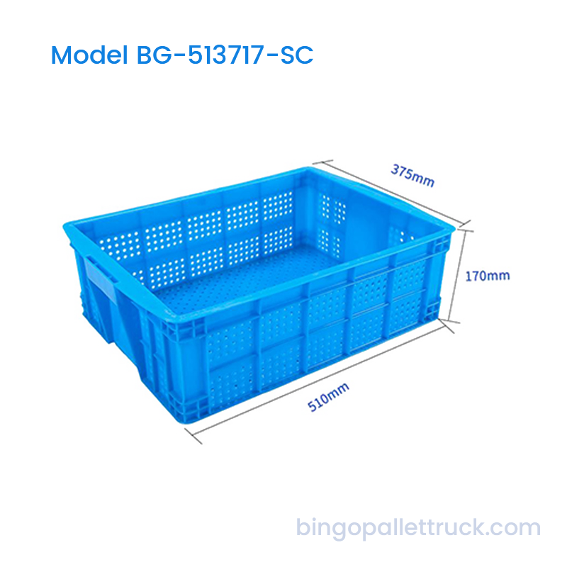Ladă logistică HDPE stivuabilă cu orificii rotunde de 26 l pentru legume