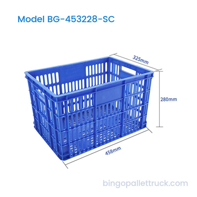 Coș de depozitare HDPE din ladă stivuită din plastic industrial de 33 l